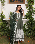 Enchanted Garden - Purple and Green Maxi Long Dress with Dupatta by Vastra by Monty