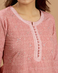 Graceful Harmony - Lavender, Pink, and Grey Cotton Suit Set by Vastra by Monty