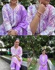 Regal Plum - Tie and Dye Lucknowi Kurta Suit Set by Vastra by Monty