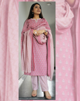 Printed regular pure cotton kurta with trousers & dupatta by Vastra by Monty