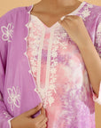 Regal Plum - Tie and Dye Lucknowi Kurta Suit Set by Vastra by Monty