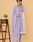 Purple Passion - Purple and Yellow Cotton Printed Set by Vastra by Monty