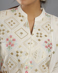 Elegant White, Blue, and Purple Embroidered Suit | Handcrafted by Vastrabymonty | From Jaipur, Rajasthan