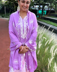 Regal Plum - Tie and Dye Lucknowi Kurta Suit Set by Vastra by Monty