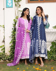 Enchanted Garden - Purple and Green Maxi Long Dress with Dupatta by Vastra by Monty