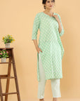 Lotus Fusion - Blue, Green, and Purple Cotton Suit Set by Vastra by Monty