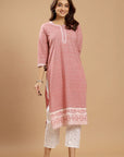 Graceful Harmony - Lavender, Pink, and Grey Cotton Suit Set by Vastra by Monty