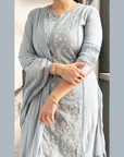 Grey Elegance Embroidered Suit by Vastra by Monty