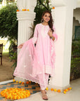 Paradise On Blue and Pink Dupatta Suit Set by Vastra by Monty