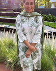 Vibrant Tie Dye - Green Tie Dye Lucknowi Kurta Set by Vastra by Monty