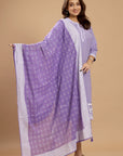Graceful Harmony - Lavender, Pink, and Grey Cotton Suit Set by Vastra by Monty