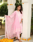 Paradise On Blue and Pink Dupatta Suit Set by Vastra by Monty