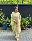 Sunny Chikankari Delight - Yellow Cotton Suit with Dupatta by Vastra by Monty