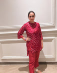 Festive Bandhej Finesse - Bandhej on Maroon, Orange, Green, Pink Festive Kurta Pants by Vastra by Monty