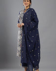 Elegant White, Blue, and Purple Embroidered Suit | Handcrafted by Vastrabymonty | From Jaipur, Rajasthan