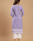 Graceful Harmony - Lavender, Pink, and Grey Cotton Suit Set by Vastra by Monty