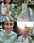 Vibrant Tie Dye - Green Tie Dye Lucknowi Kurta Set by Vastra by Monty