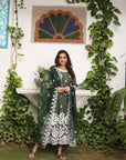 Enchanted Garden - Purple and Green Maxi Long Dress with Dupatta by Vastra by Monty