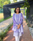Graceful Harmony - Lavender, Pink, and Grey Cotton Suit Set by Vastra by Monty
