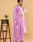 Regal Plum - Tie and Dye Lucknowi Kurta Suit Set by Vastra by Monty