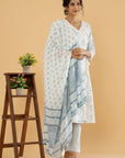 Royal Rajasthani Retreat - Blue Angrakha Dupatta Set by Vastra by Monty
