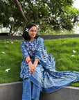 Printed Indigo cotton Kurta & Dupatta Set by Vastra by Monty