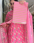 Sunshine Bloom Mustard Cotton Printed Suit Set with Chevron & Floral Dupatta
