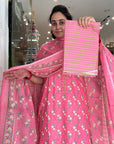 Sunshine Bloom Mustard Cotton Printed Suit Set with Chevron & Floral Dupatta