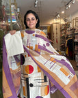 Abstract Geometric Print Chiffon Dupatta with Bold Color Contrast