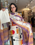 Abstract Geometric Print Chiffon Dupatta with Bold Color Contrast