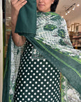 Dot Cotton Suit Set with Floral Dupatta