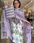Lavender Grace Ikat-Inspired Cotton Suit Set