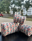 Handblocked-Quilted Cotton Pouch Set OF 3