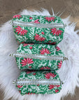 Emerald Garden Hand-Blocked Quilted Cotton Vanity Pouch Set – Set of 3
