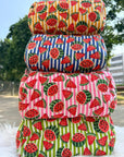 Watermelon Pop Hand-Blocked Quilted Cotton Vanity Pouch Set – Set of 3