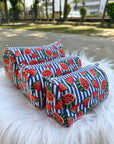 Watermelon Pop Hand-Blocked Quilted Cotton Vanity Pouch Set – Set of 3
