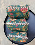 Forest Rose Cotton Quilted Pouch Set (Set of 3)
