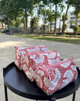 Scarlet Bloom Cotton Quilted Pouch Set (Set of 3)