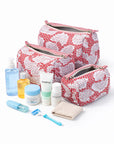 Scarlet Bloom Cotton Quilted Pouch Set (Set of 3)