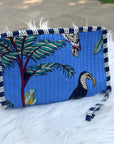 Royal Blue Tropic Bird Quilted Cotton Handblocked Wallet