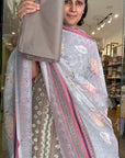 Elegant Floral Embroidered Suit Set in Pastel Shades