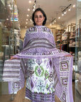 Lavender Grace Ikat-Inspired Cotton Suit Set