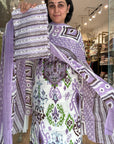 Lavender Grace Ikat-Inspired Cotton Suit Set