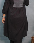 Black Cotton Kurti with White Diamond Embroidery