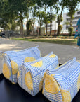 Lemon Breeze Cotton Quilted Pouch Set (Set of 3)