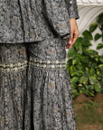 Grey Floral Elegance - Floral Grey Sharara Set by Vastra by Monty