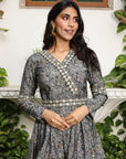 Grey Floral Elegance - Floral Grey Sharara Set by Vastra by Monty