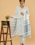 Royal Rajasthani Retreat - Blue Angrakha Dupatta Set by Vastra by Monty