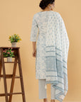 Royal Rajasthani Retreat - Blue Angrakha Dupatta Set by Vastra by Monty