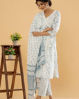 Royal Rajasthani Retreat - Blue Angrakha Dupatta Set by Vastra by Monty